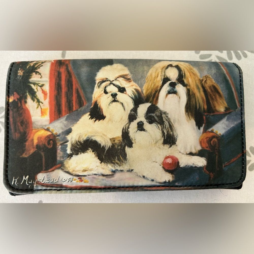 Shih Tzus on a chair checkbook wallet - great gift for dog, pet or animal lover!